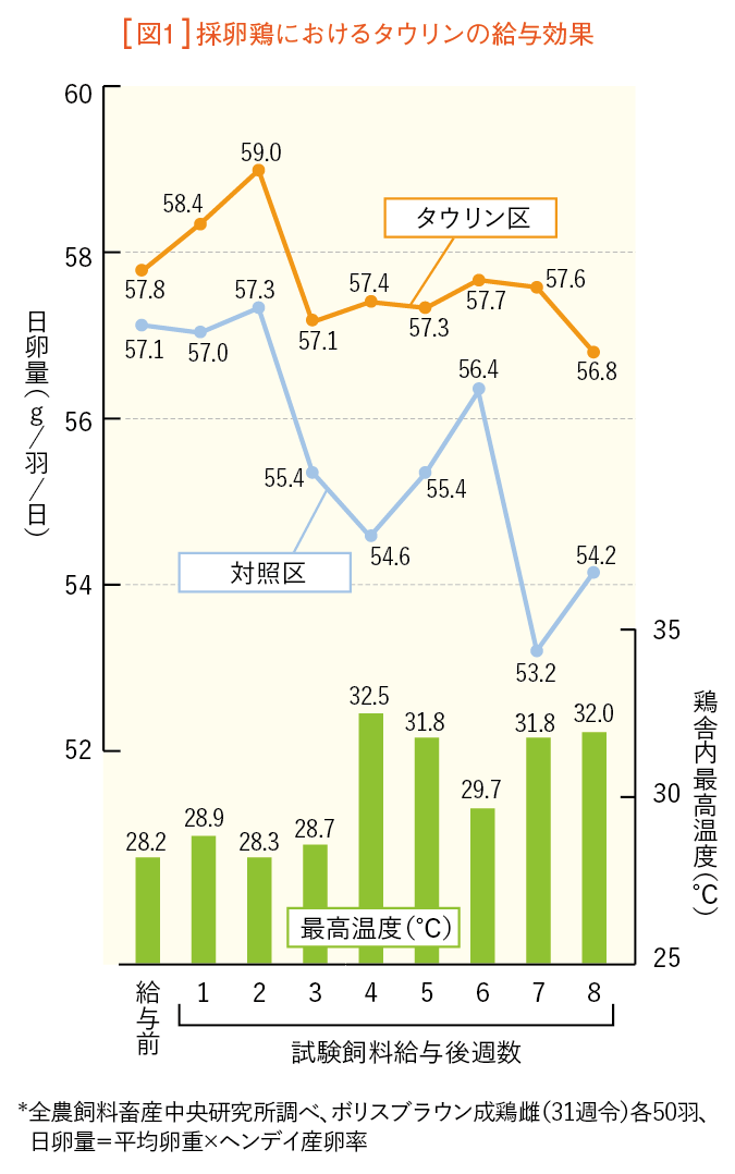 図1　採卵鶏におけるタウリンの給与効果